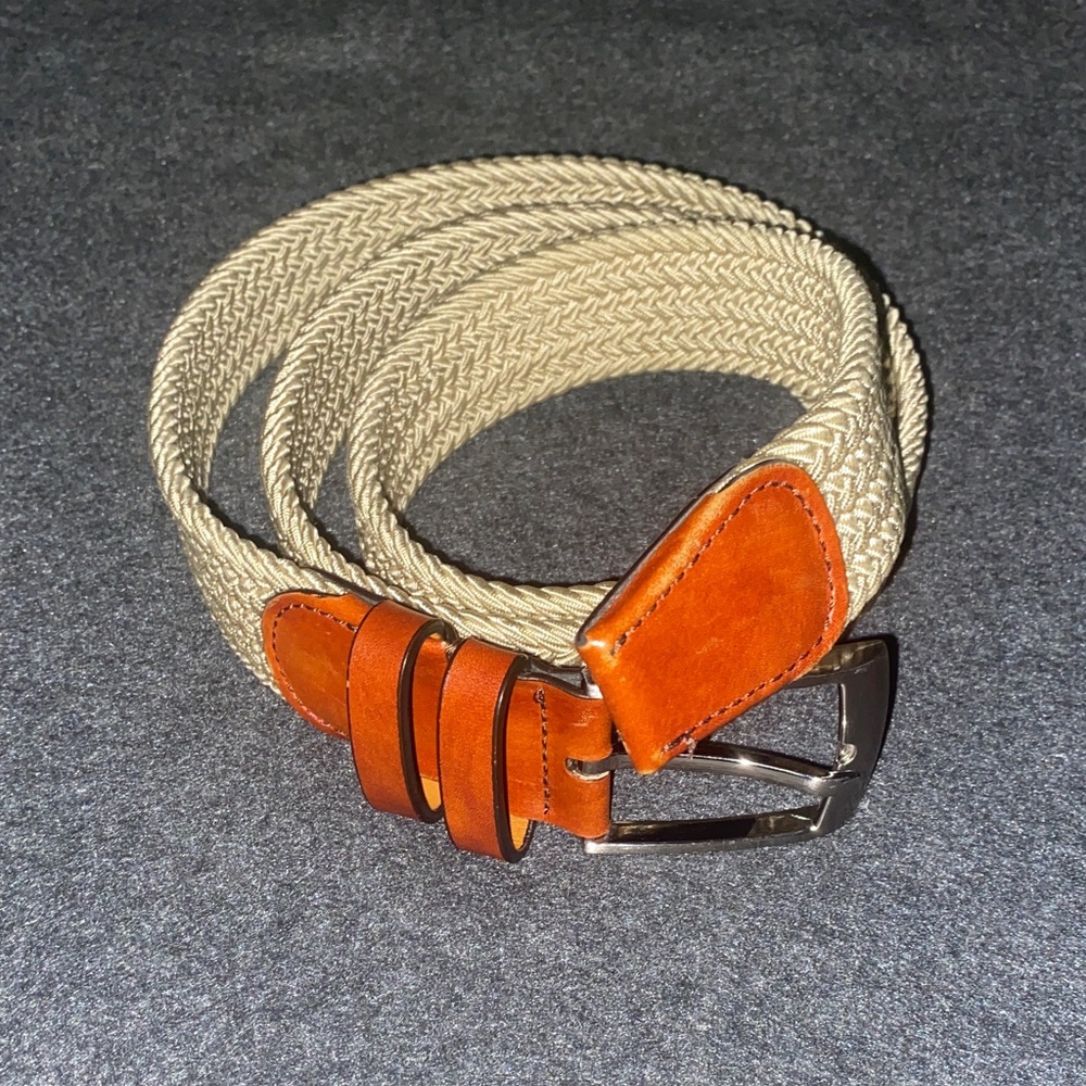 Magnanni  XL Men's Tan and Brown leather Woven Belt